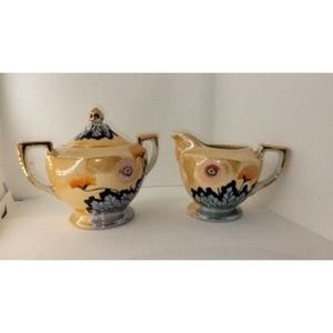Japanese Lusterware Sugar Bowl and Creamer